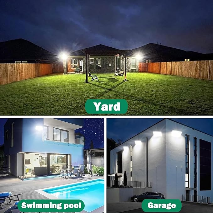 150W LED Flood Light18000LM Floodlight with PlugIP66 Waterproof Outdoor Lights 5000K Daylight White Security LightsOutdoor Floodlights for Yard Stadium Garden（2 Pack）