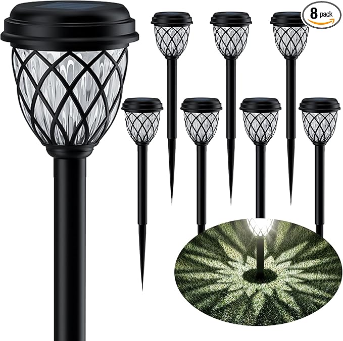 Solar Outdoor Lights Outdoor Waterproof IP65 Bright Powered by Solar Garden Lights for Patio Yard Driveway Decoration (8 Pack