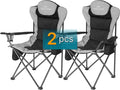 ABSCONDO Camping Chairs for Adults Oversized Folding Camp Chair for Outdoor with Cup Holder &amp Cooler Bag XL Heavy Duty Lawn Chairs Supports up to 350lbs (2 Pcs)