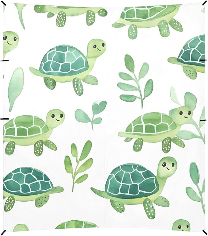 Cute Watercolor Turtle Pattern Camping Sun Shelter Beach Tent Portable Beach Sun Shade Outdoor Canopy for Camping Trips Fishing Picnic