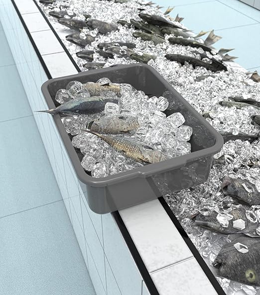 5-Pack Commercial Bus Tubs Box/Tote Box Plastic Storage with Handles Wash Basin Tub 8 Liter (Gray)
