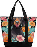 Insulated Shopping BagLarge Reusable Cooler Bags Dog Floral Printed Foldable Shopping BagTravel Waterproof Shoulder Bag