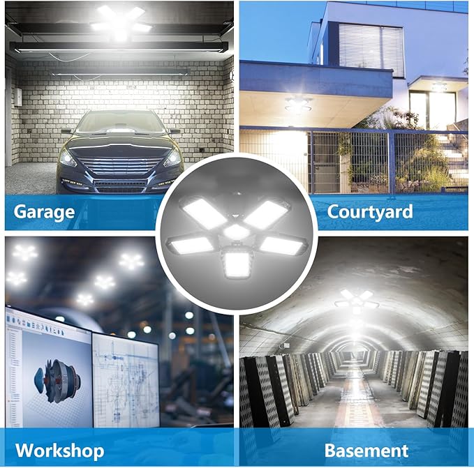 [Upgraded] DooVii 2-Pack LED Garage Light400 Watt Equivalent 6500KCool Daylight White LED Area LightE26/E27 Medium Basefor Outdoor Factory Warehouse Barn Backyard and MoreSuper Bright