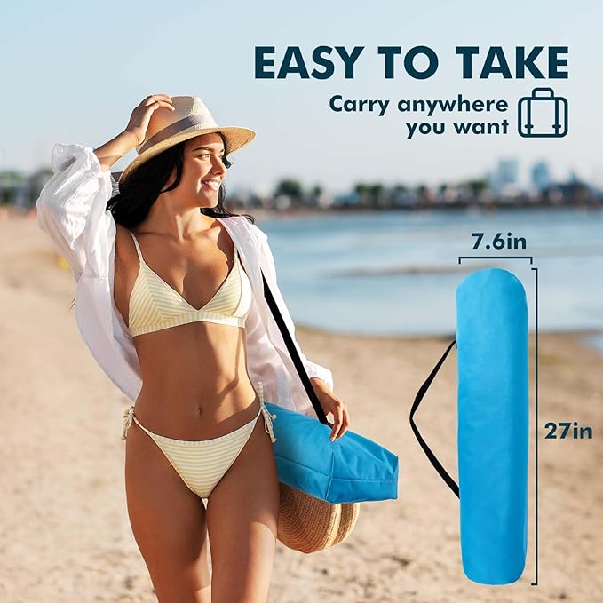 AKSOUL Folding Beach Chair for Adults: Low/High Back Chairs with Carry Bag - Extra Wide Seat Chair with Comfortable Pillow &amp Storage Pocket (1 Pack &amp 2 Pack Blue)