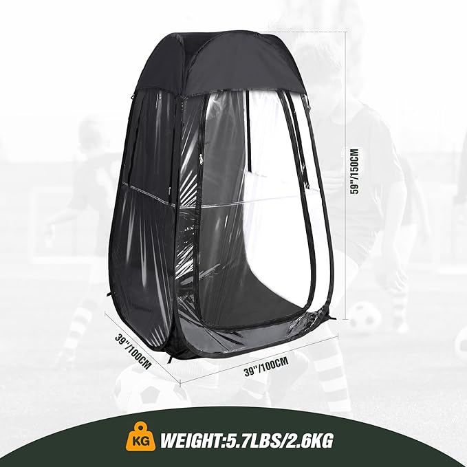 REDCAMP Sports Tent Pop Up Shelter 1 Person All Weather Tents for Outside Sports Waterproof Windproof Rain Pod Instant Setup Clear Pop Up Shelter for Soccer Baseball Fishing