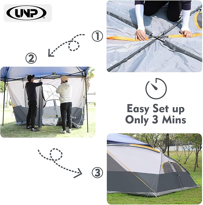 UNP Camping Canopy - Inner Tent - Side Tents - SUV Camping Cube for 10' x 10' Pop Up Canopies (Canopy Pole/Shelter NOT Included) (Grey-Side Tent)