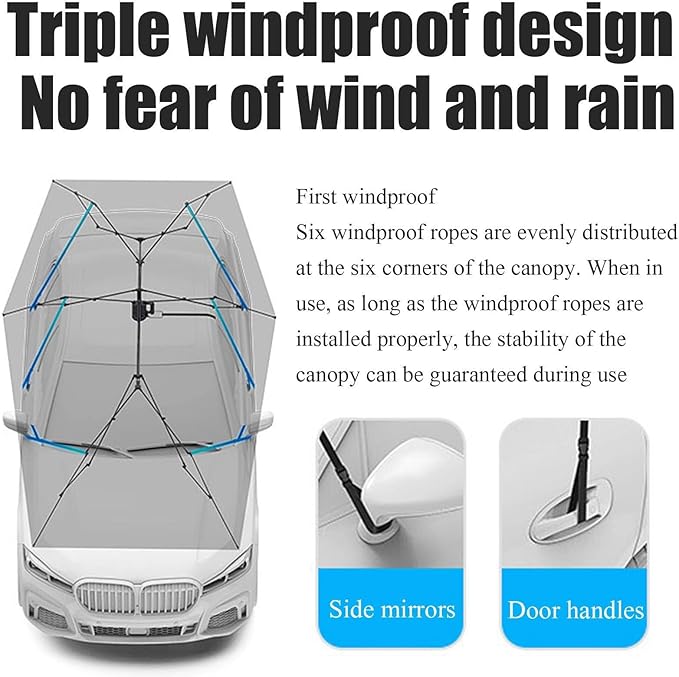 Fully Automatic Car Tent Umbrella Car Roof Top Sun Shade Cover with Remote Control Retractable Folding Movable Carport Pop Up Shelter Waterproof All Weather Car Protection Blue-5.2m/205