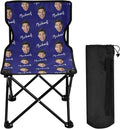 Sinestour Midnightblue Custom Photo Folding Camping Chair for Teen Child Personalized Name 14.6×14.6in Portable Outdoor Chair with Carry Bag for Travel Barbeques Picnic