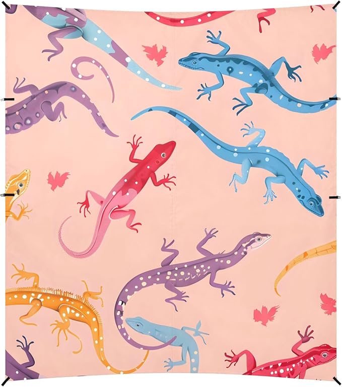 Colorful Lizards Camping Sun Shelter Beach Tent Portable Beach Sun Shade Outdoor Canopy for Camping Trips Fishing Picnic