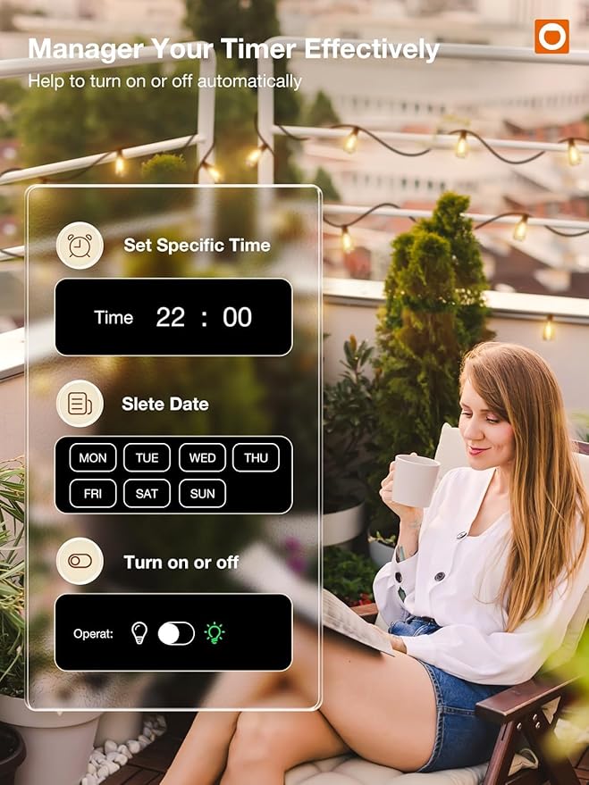 addlon 96FT Smart Outdoor String Lights Dimmable Patio Lights with 30 Waterproof LED Edison Bulbs String Lights for Outside Work with APP Control Music Sync Outdoor Lights for Bistro Backyard Party