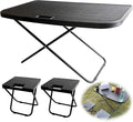 Car Camping Portable Table Compatible with 2021-2024 Tesla Model Y Camping Outdoor Folding Table with 2 Pack Collapsible Stool Tailbox Car for Travel Hiking Picnic BBQ Fishing Beach