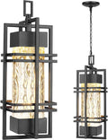 WIHTU Large Outdoor Pendant Light Fixture Modern Hanging Lantern Ceiling Mount Anit-Rust Waterproof Chandelier Lighting Exterior with Stone Bubble Glass for Porch Garage Gazebo Patio