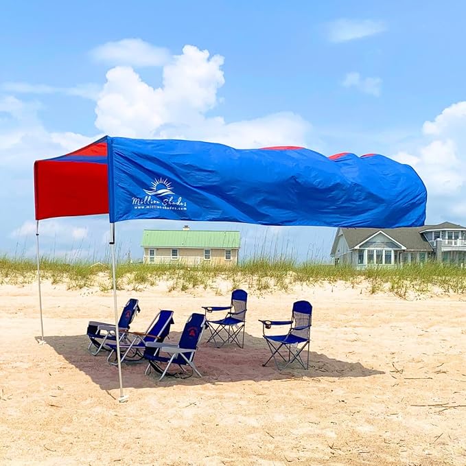 MillionShades® Beach Shade Canopy – Grande 14 ft x 14 ft Wind-Propelled® Sun Shade for Beach with UPF 50+ 360° Views Quiet &amp Lightweight Design Easy Setup Tent - Windproof Beach Shelter