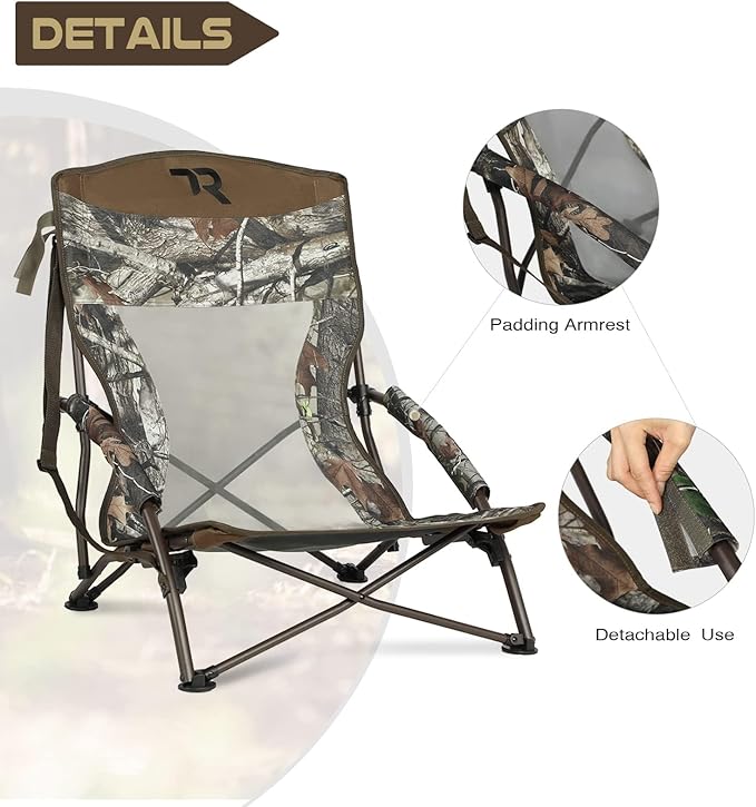 TR Low Camping ChairLow Lawn Chairs for Concerts Lightweight Heavy DutyLow Chair with Carry Bag for Outdoor Camping Travel Turkey Hunting