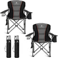 ALPHA CAMP Oversized Folding Camping Chair Heavy Duty Portable Lawn Chairs with Cooler Bag Side Pocket &amp Cup Holder Folding Chairs for Outside Support 450 LBS