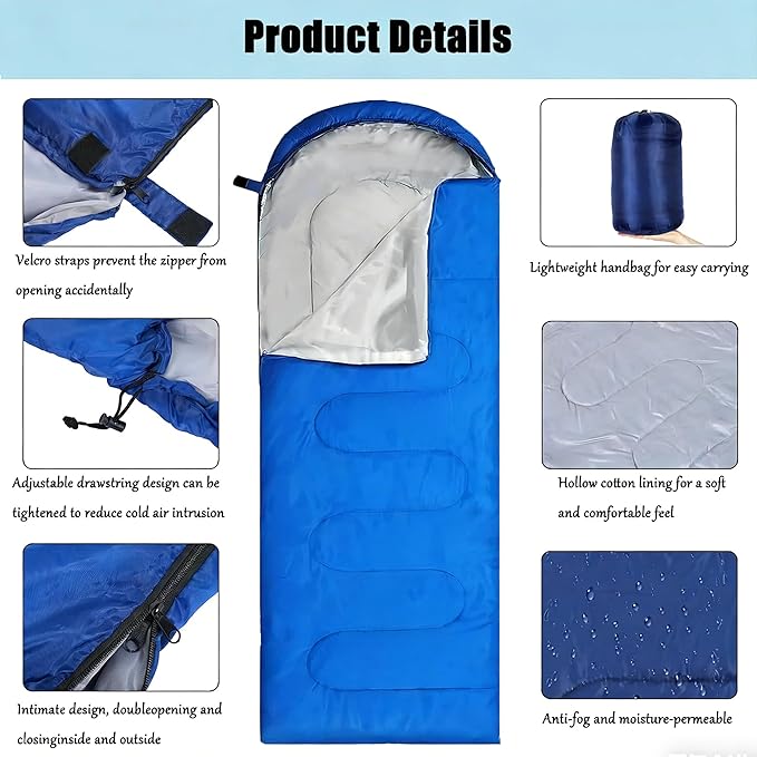 SNZ All-Season Lightweight Sleeping Bag - Mummy Camping Sleeping Bag for Adults &amp Kids Camping Essentials Warm &amp Cold Weather for Hiking Backpacking