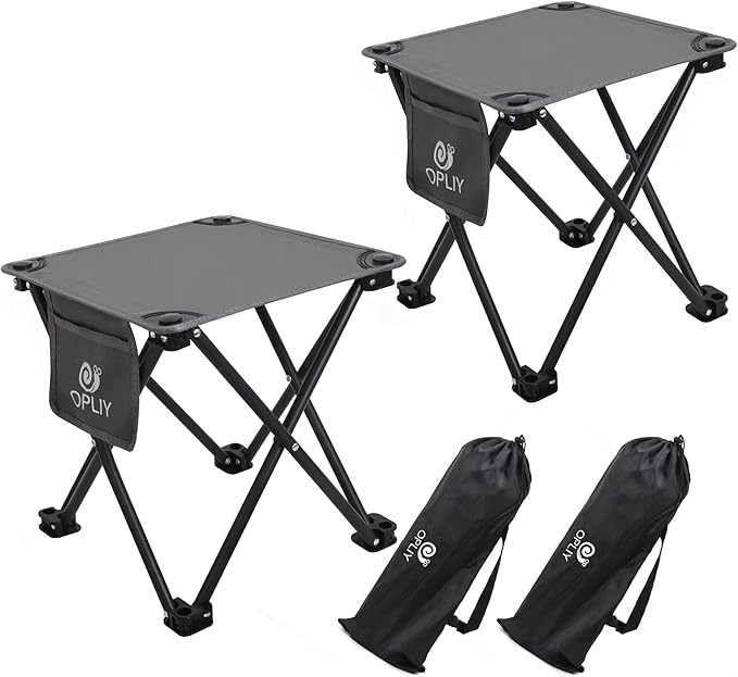 Opliy Camping Stool 2 Pack13.5 Inch Portable Folding Stool for Outdoor Gardening and Beach Hiking FishingFoot Stool with Carry Bag (Gray)