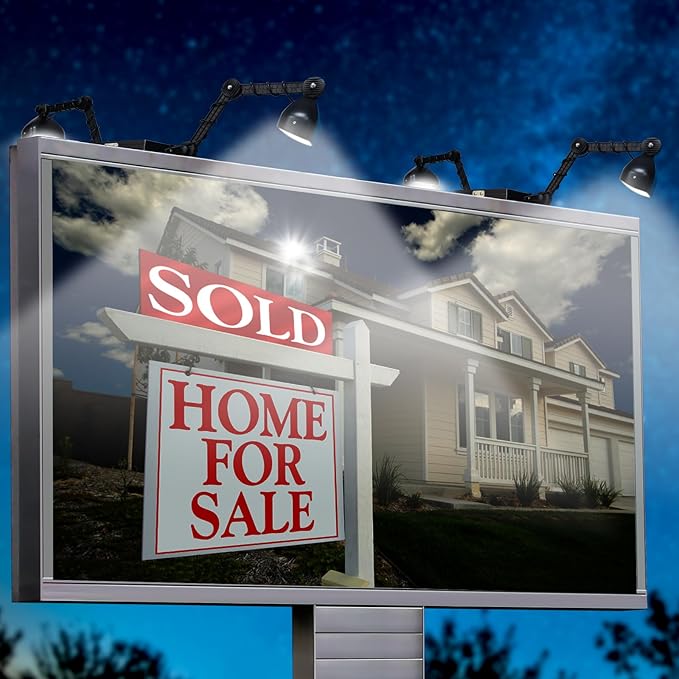 Solar Sign Lights Outdoor 120 LEDs Solar Billboard Light IP65 Waterproof 5200 mAh Up to 12 Hrs Commercial Solar Signboard Light for Real Estate Signs Business Shops Bus Stop Yard Sign