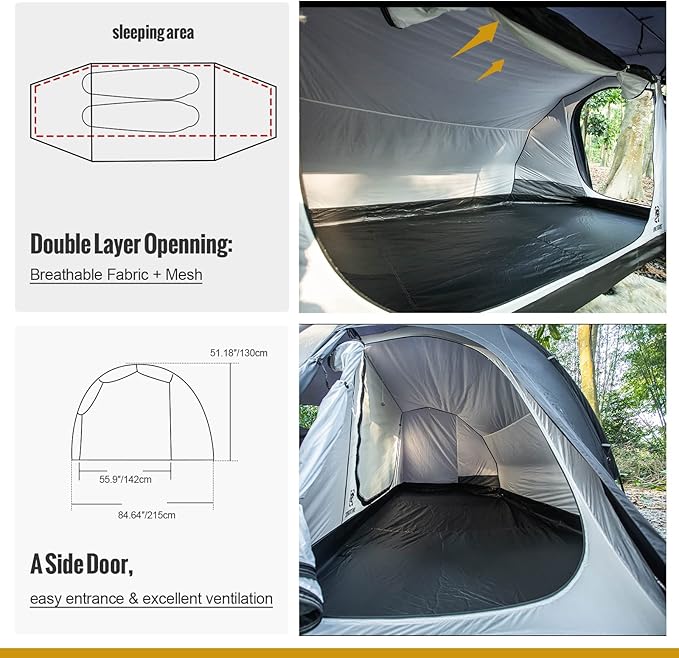 OneTigris COMETA Camping Tent Detachable Inner Mesh Tent &amp Portable Carry Bag Included Easy Setup Waterproof Windproof Tunnel Tent for Outdoors Camping Canoeing Beach Travel Picnic