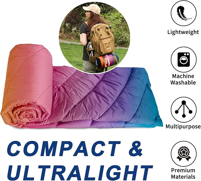 Camping Blanket Puffy Blanket Lightweight Windproof Water Resistant for OutdoorsHiking BackpackingBeachCarPicnicStadium