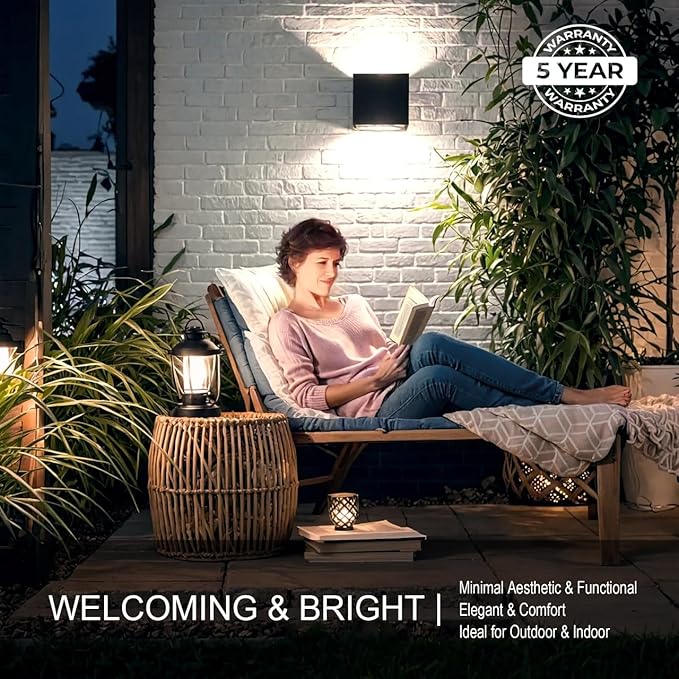 Led Wall Sconce Light Modern Outdoor Lights for House Led Wall Lights for Bedroom 20W Adjustable Up&ampDown Lighting/Waterproof Matt Black Aluminium/ 6500K2 Pack