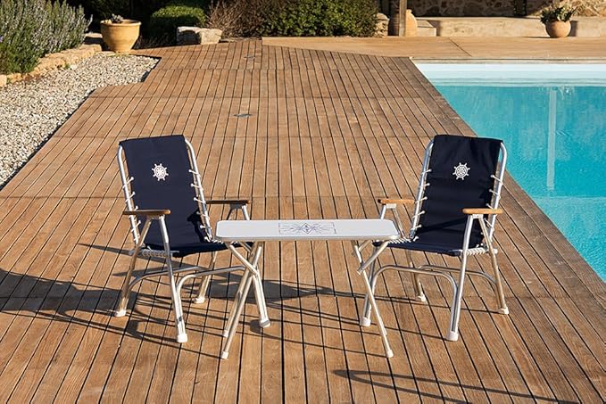 FORMA MARINE Boat Table Folding White Melamine 34.7 x 17.3 x 24 Height Marine Aluminum Yacht Deck Furniture M200