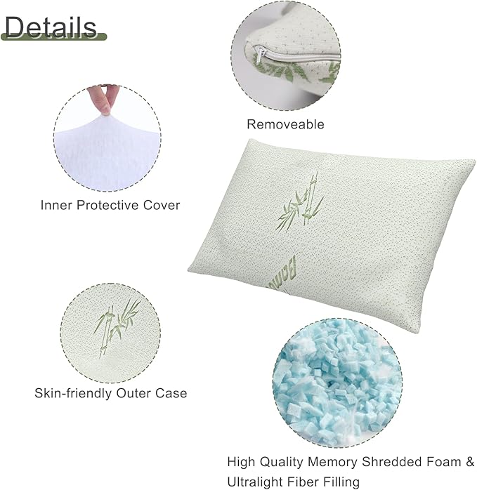 4 Pack Camping Pillow for SleepingShredded Memory Foam Travel Pillow Compact &amp Packable with Storage BagSoft CoverSmall Pillow for Backpacking Hiking Gear &amp Accessories
