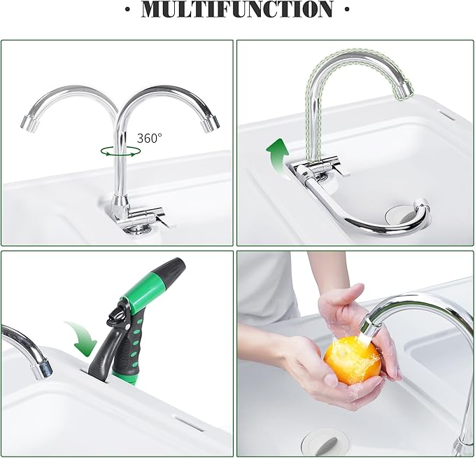 Allpop Fish Cleaning Table with 2 Sinks &amp Grid Rack 42.5'' Portable Folding Camping Fish Station with Foldable Faucet Drainage Hose Sprayer Storage Box Drawer &amp Grooves for Picnic White