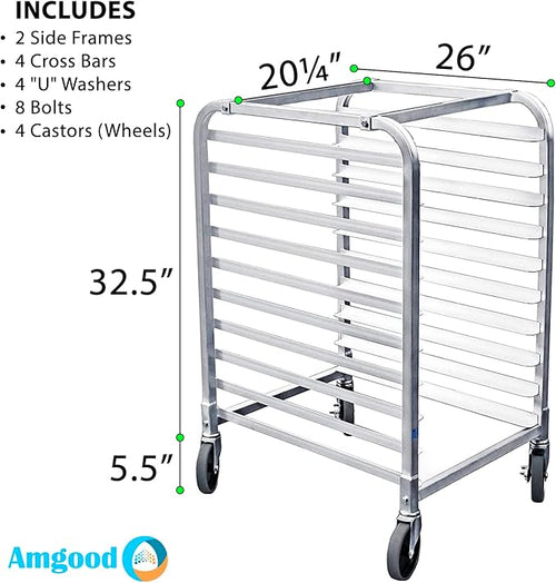 10 Tier Sheet Pan Rack | Commercial Bakery Bun Pan Rack With Wheels
