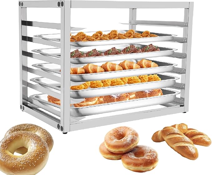 6-Tier Multi-Functional Stainless Steel Pan Rack Stainless Steel Baking Tray Racks Kitchen Bakery Rack Suitable for 18.11 * 11.02inch Baking Trays Grills Plates (6-Tiers)