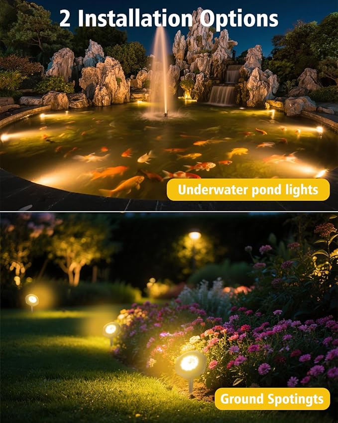 CORESLUX Solar Spot Lights Outdoor Waterproof IP68 3-in-1 LED Warm Light Solar Landscape Lights 2 Light Modes Landscape Path Lights for Outside Garden Yard Pond Pathway