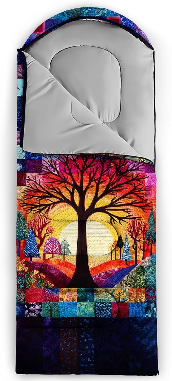 AILONEN Pink Flamingo Sleeping Bag for Kids GirlsWarm and Cool WeatherLightweightWaterproof BackpackingTropical Flamingo Theme Palm Leaves Sleeping Bag for Camping
