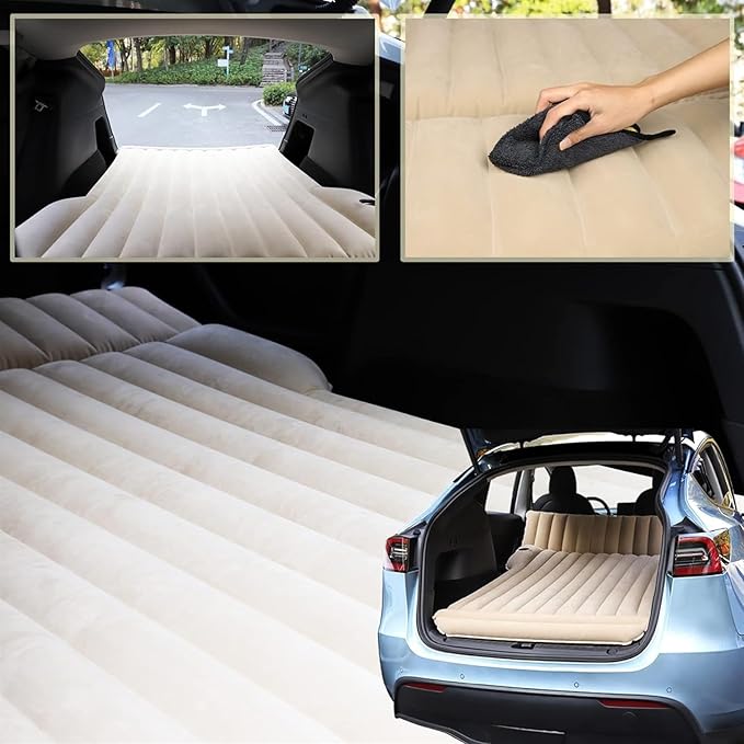 Car Inflatable Mattress Camping Inflatable Mattress with Air Pump SUV Portable Inflatable Bed Non-Slip PVC Flocking Mattress Car Travel Inflatable Bed