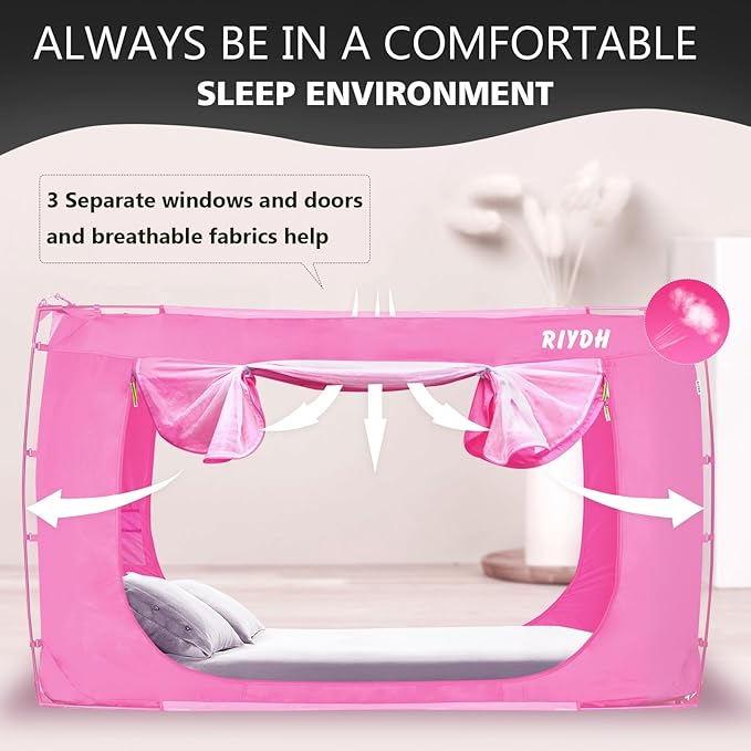 Bed Tent Bed Canopy Full Size Tents for Adult and Kids- Original Design Portable Dream Tent Indoor Sleeping Tents 80% Blackout with 3 Doors Breathable Big Space Tents