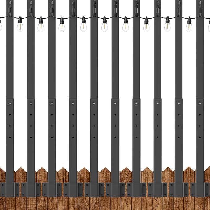 10 Pack String Light Poles2.8Ft Metal Poles for Outdoor String LightsOutdoor Light Poles with PostPoles/Stand for OutsidePatioDeckBackyardGarden WeddingParty