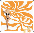 110''×118'' Waterproof Sandproof Beach Blanket 8 Adults Sand Free Boho Sun Outdoor Beach Mat with 4 Stakes Extra Large Compact Picnic Pockets Blanket Essential for Travel Camping Summer Vocation