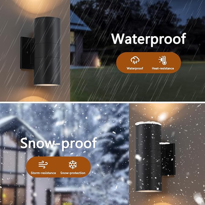 4 Pack Modern Exterior Light Fixtures Outdoor Wall Light Porch LightModern Exterior Lamp Fixture Anti-Rust Outside Sconce for Front HouseBlack Up and Down Lights Outdoor.