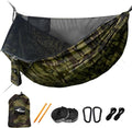 Camping Hammock with Mosquito Net and Ridge Rope Extra Large for 2 Person Lightweight Hanging Hammocks Tree Straps All-in-one Fast Open Hammock for Outside Hiking and Travel