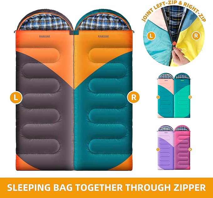 Camping Sleeping Bag 32℉ Sleeping Bags for Adults Kids Teens Cold Weather Warm Sleeping Bag Winter for 3-4 Season Camping Camping Gear Equipment Traveling and Outdoors