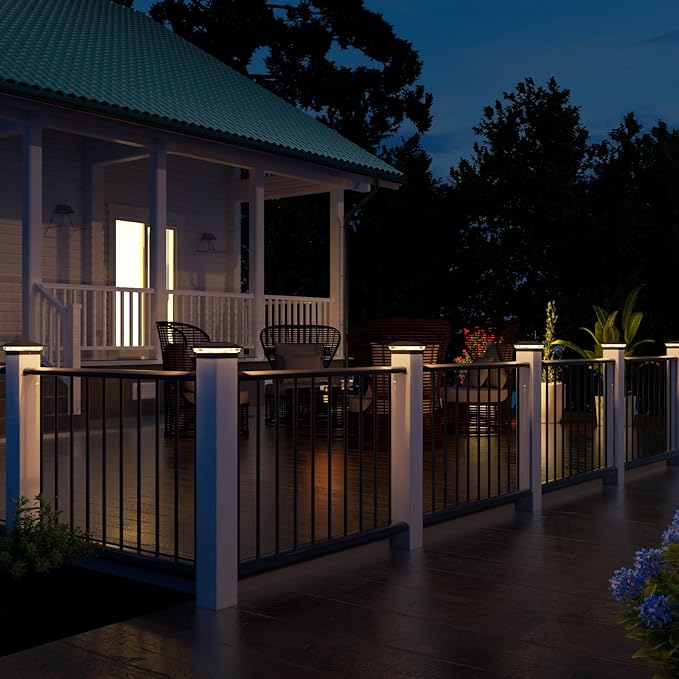 VOLISUN Solar Post Cap Light Outdoor Waterproof 4packSolar Fence - Post Lights for 4x4 5x5 6x6 Wooden/Vinyl PostBlack Deck Post Cap Light Solar Powered with Warm White for Garden/Patio/Porch
