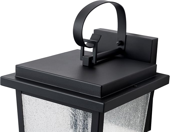 Large Outdoor Wall Sconce Mate Black Exterior Lights Fixtures for House Waterproof Outside Porch/Patio Lantern Wall Mount with Seeded Glass for Garage Entryway ETL