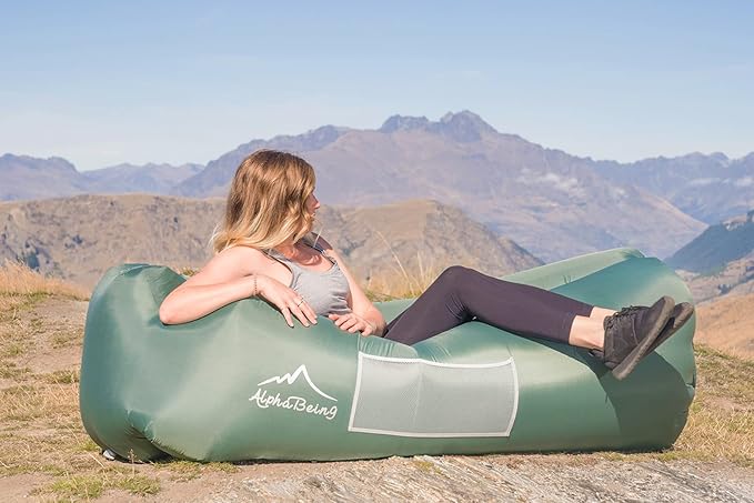 AlphaBeing Inflatable Lounger Beach Chair Accessories Air Sofa Hammock Inflatable Couch for Camping Backyard Lakeside with Compression Sacks Ideal Outdoor Gifts for Adults