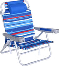 SUNNYFEEL Extra Wide Low Beach Chair 5 Position Lay Flat 500 LBS Heavy Duty XL Oversized Portable Folding Camping Chairs with Cup Holder for Outdoor/Trip Lightweight Backpack Beach Chair for Adults