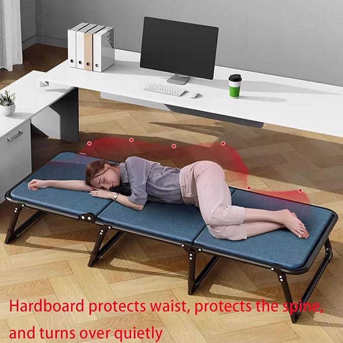Single Camping Cot with Foam Mattress Portable Folding Bed for Sleeping 6-Position Folding Chaise Lounge Chair with Soft Pillow