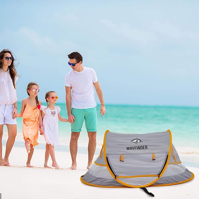 Poray Portable Baby Beach Tent with UPF 50+ Sun ShelterMosquito Net and Sunshade Ideal Pop Up Kids Travel Tent with Carry Bag &amp 2 StakesOutdoor Indoor Play and Sun Protection