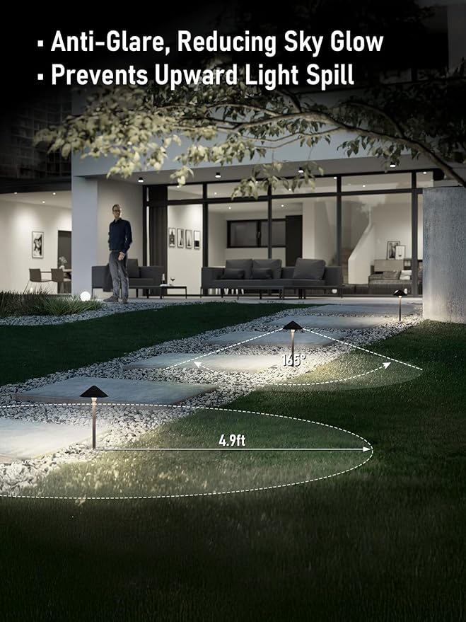 LEONLITE 12-Pack LED Low Voltage Landscape Lights 3W Cast-Aluminum 12-24V Pathway Light 5000K Daylight Waterproof Path Lights ETL Listed Landscape Lighting Wired for Yard Lawn Bronze