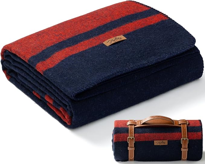 100% Wool Blanket 62 x 86 Warm Thick Washable Military Wool Blanket Great for Camping Outdoors Sporting Events Survival Kits