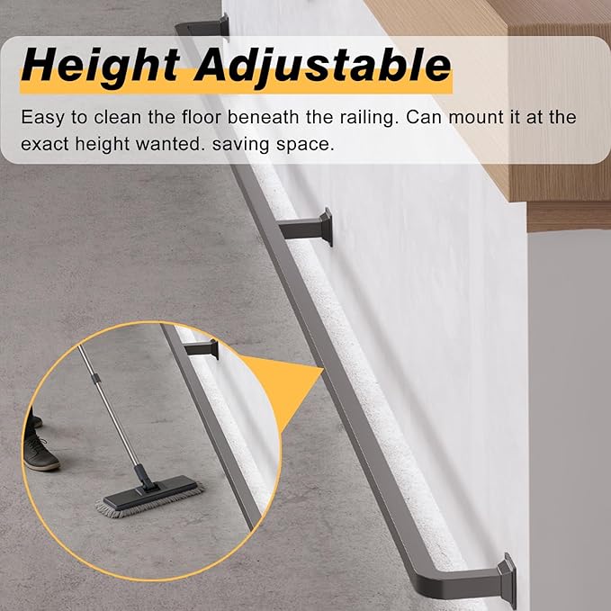 Square Pipe Foot Rest for Bar Counter Wall Mount Footrest Rail with Brackets &amp Installation Kit Basement Pub Kick Bar Customizable