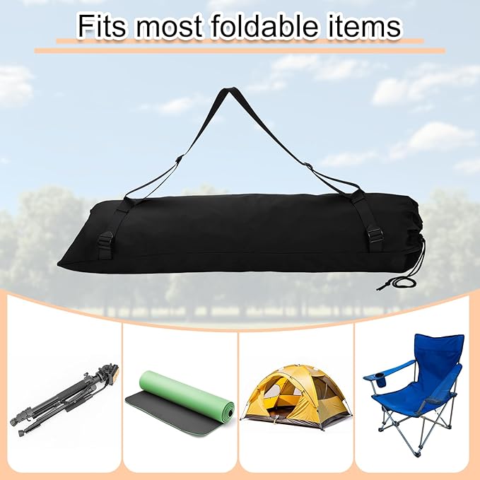 HARFINGTON Camping Chair Replacement Bag 48 Folding Chair Carry Bag Oxford Cloth Storage Tent Bag with Shoulder Strap for Travel Outdoor Camping Sports Black