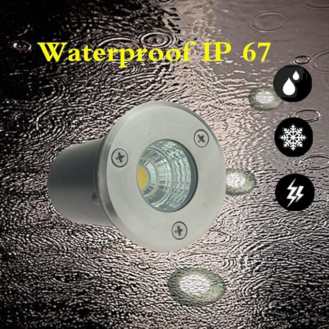 6 Pack 3W Cool White LED Well In Ground Landscape Lights IP67 Waterproof for Outdoor Lighting Garden Yard Patio Driveway Deck Step Pathway Low Voltage 12V 24V DC AC